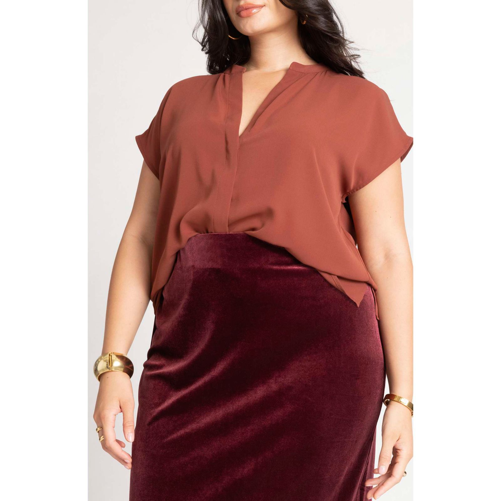 ELOQUII Women's Notch Collar Blouse