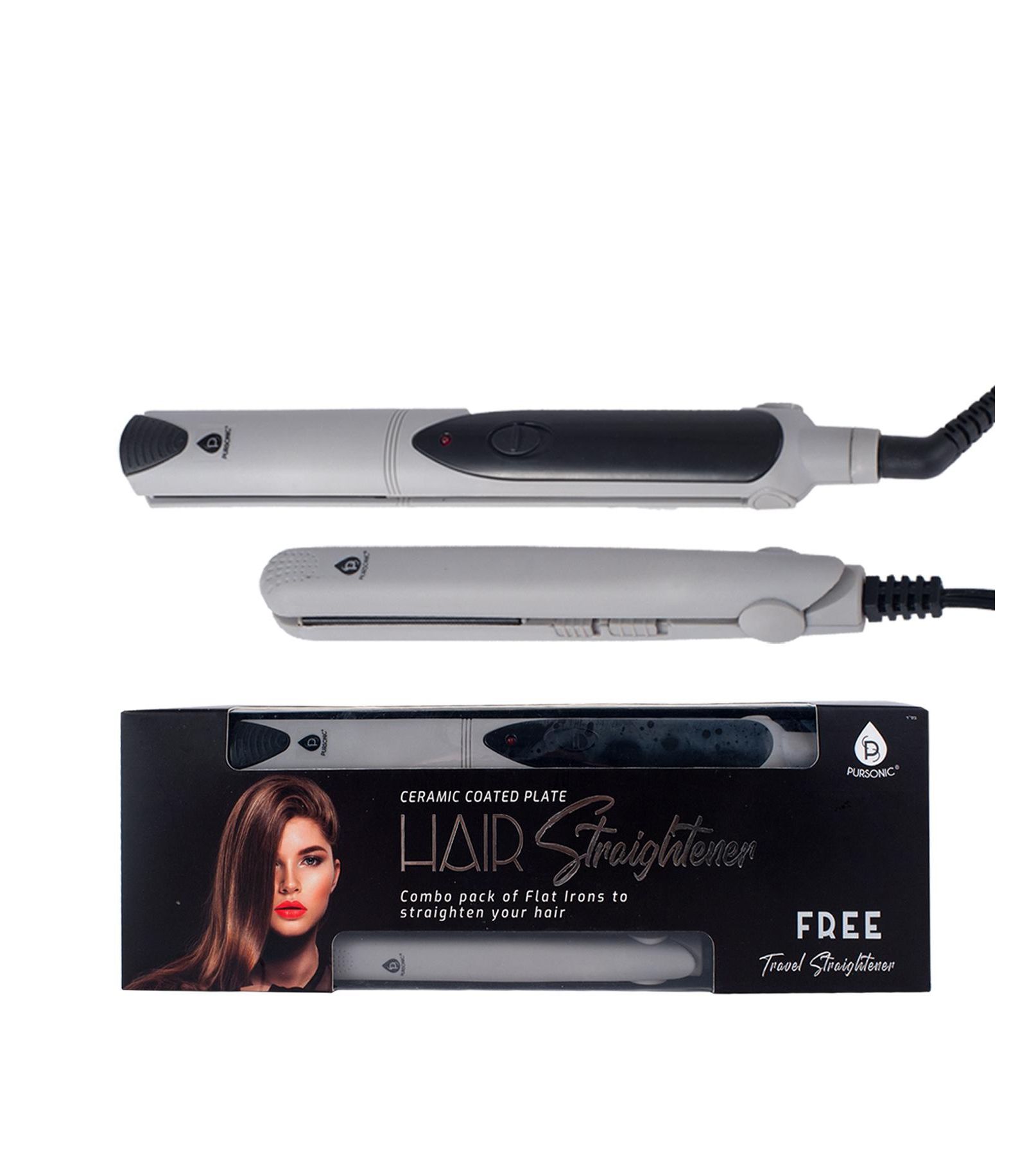 Профессиональный выпрямитель для волос Pursonic Salon Quality Flat Iron с travel straightener в комплекте