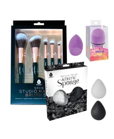 PURSONIC Essential Beauty Trio: Makeup Blender, Konjac Sponges, & Studio Brush Set