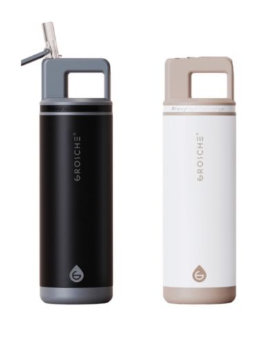 Grosche Alpine Flip 'N Sip Insulated, Leakproof Water Bottle with Straw, 20 OZ, 2pk