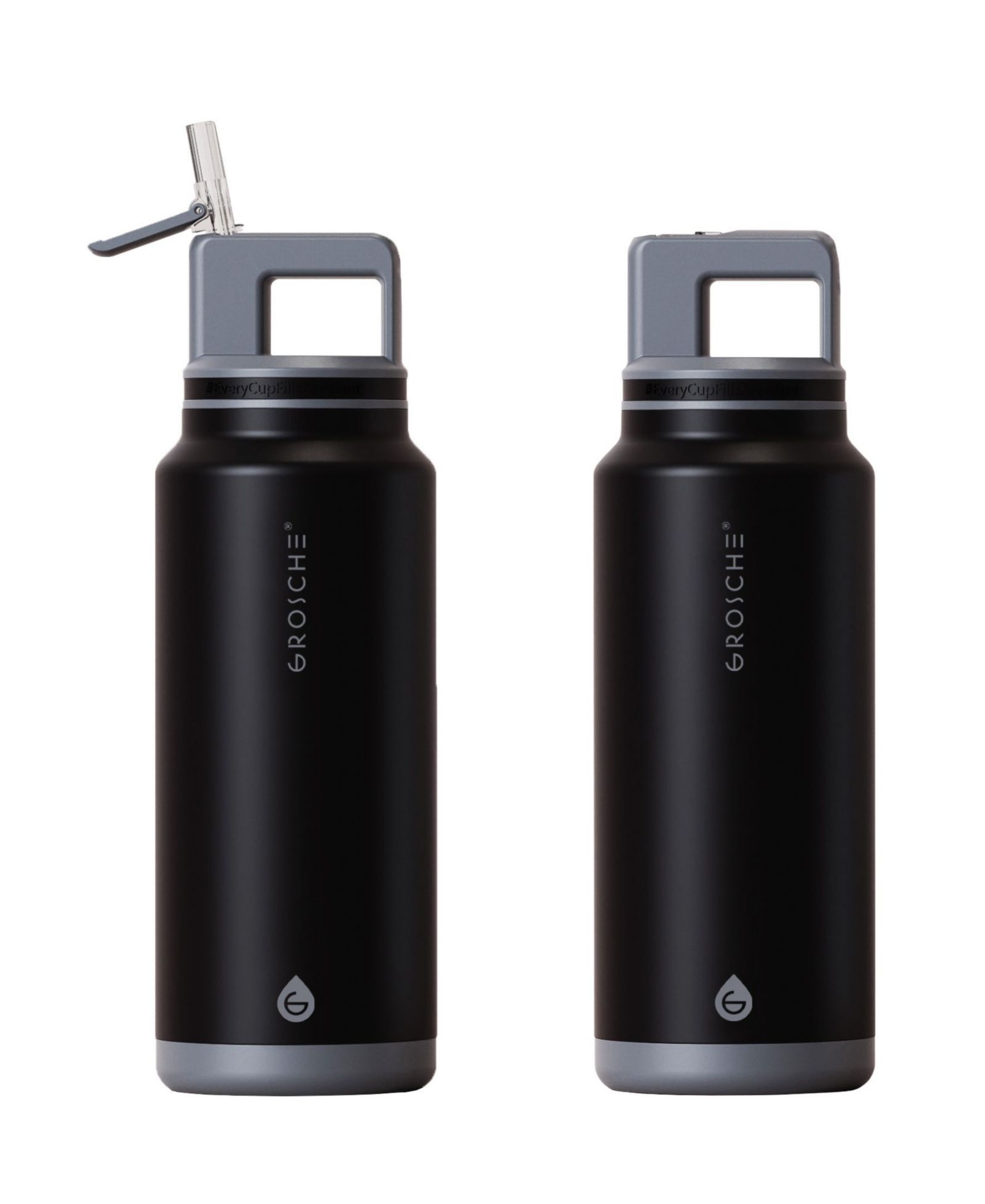 GROSCHE Alpine Flip 'N Sip Insulated, Leakproof Water Bottle with Straw, 40 OZ-2pk