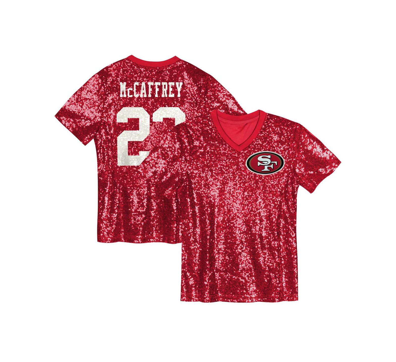 Детская модная джерси Outerstuff Christian McCaffrey Scarlet San Francisco 49ers Sequin V-Neck