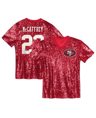 Детская модная джерси Outerstuff Christian McCaffrey Scarlet San Francisco 49ers Sequin V-Neck