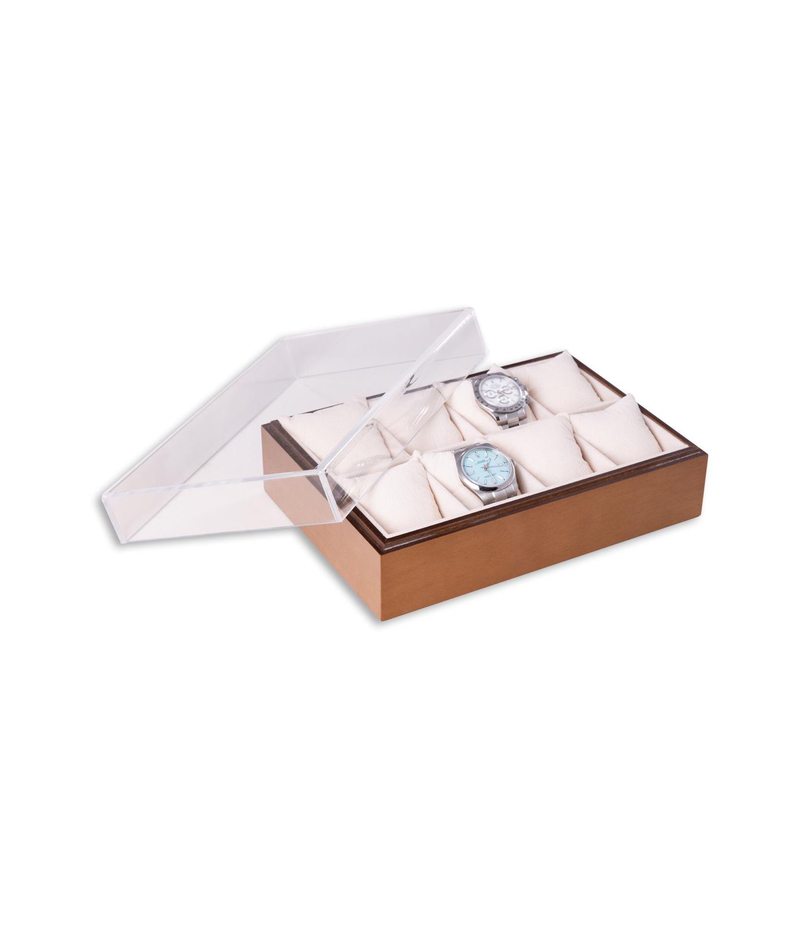 Bey-Berk Wood and Acrylic Eight Watch Box