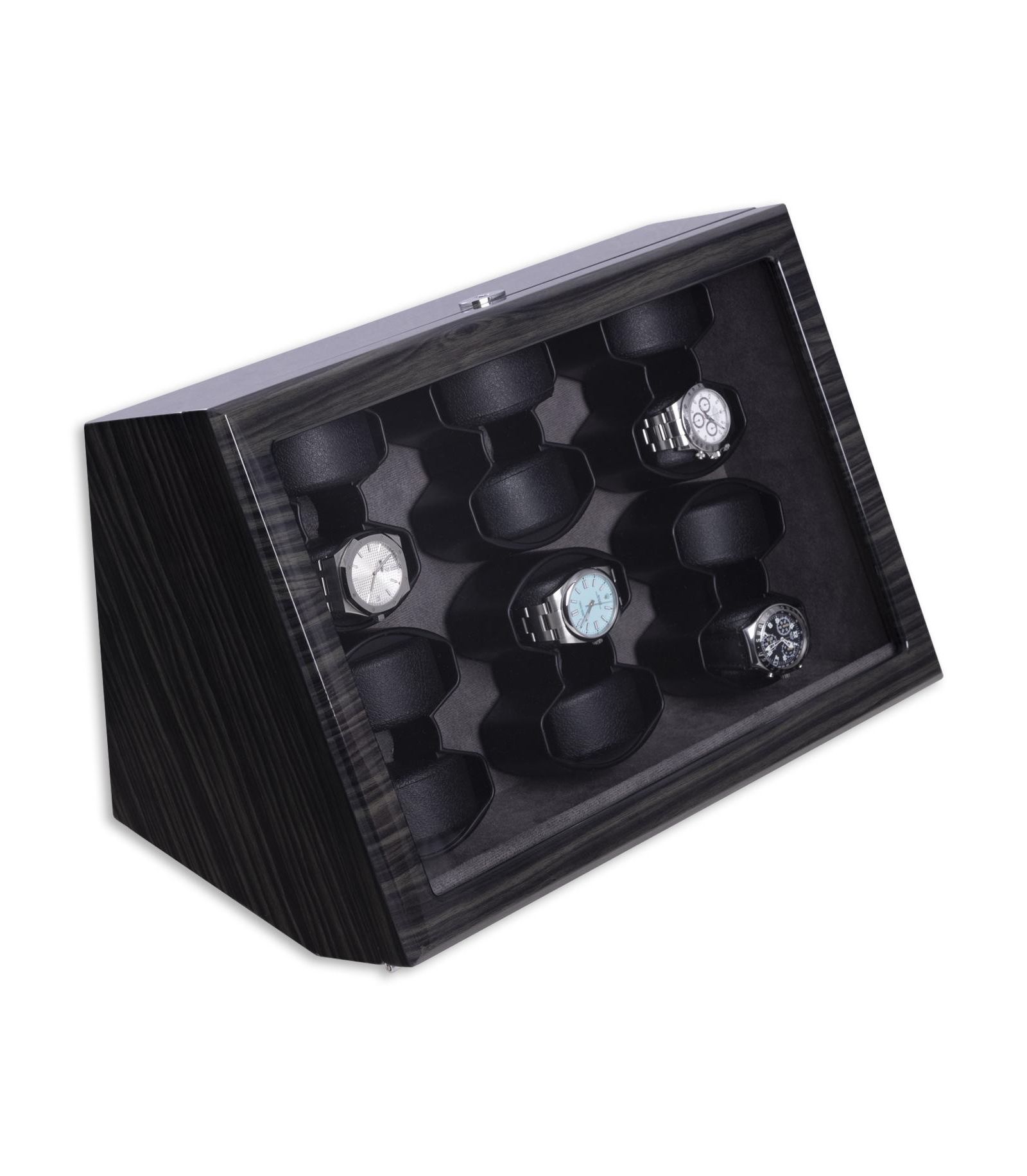 Bey-Berk Polished Ash Wood Twelve Watch Winder