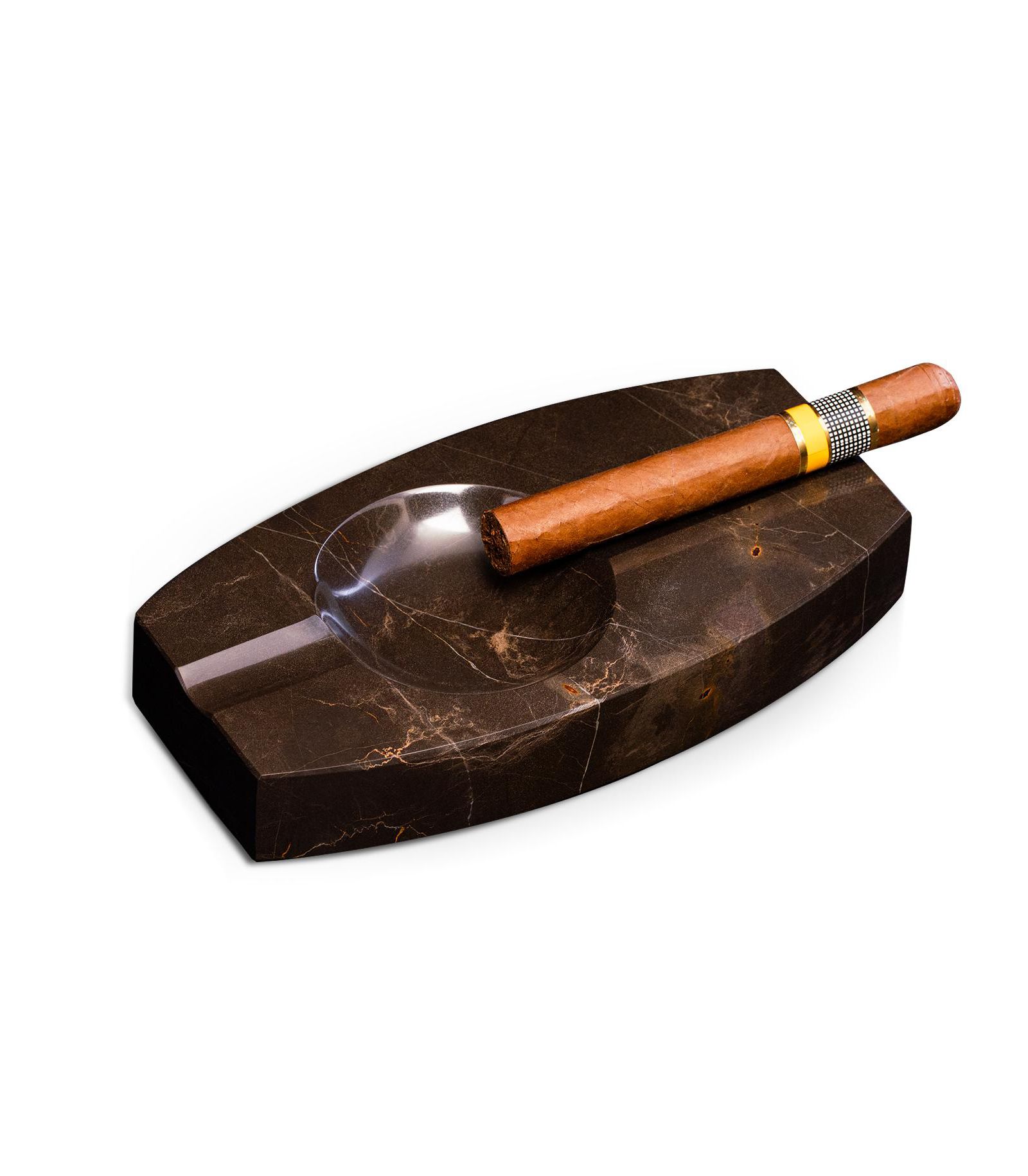 Двойная пепельница Bey-Berk Handcrafted из натурального мрамора amber emperador