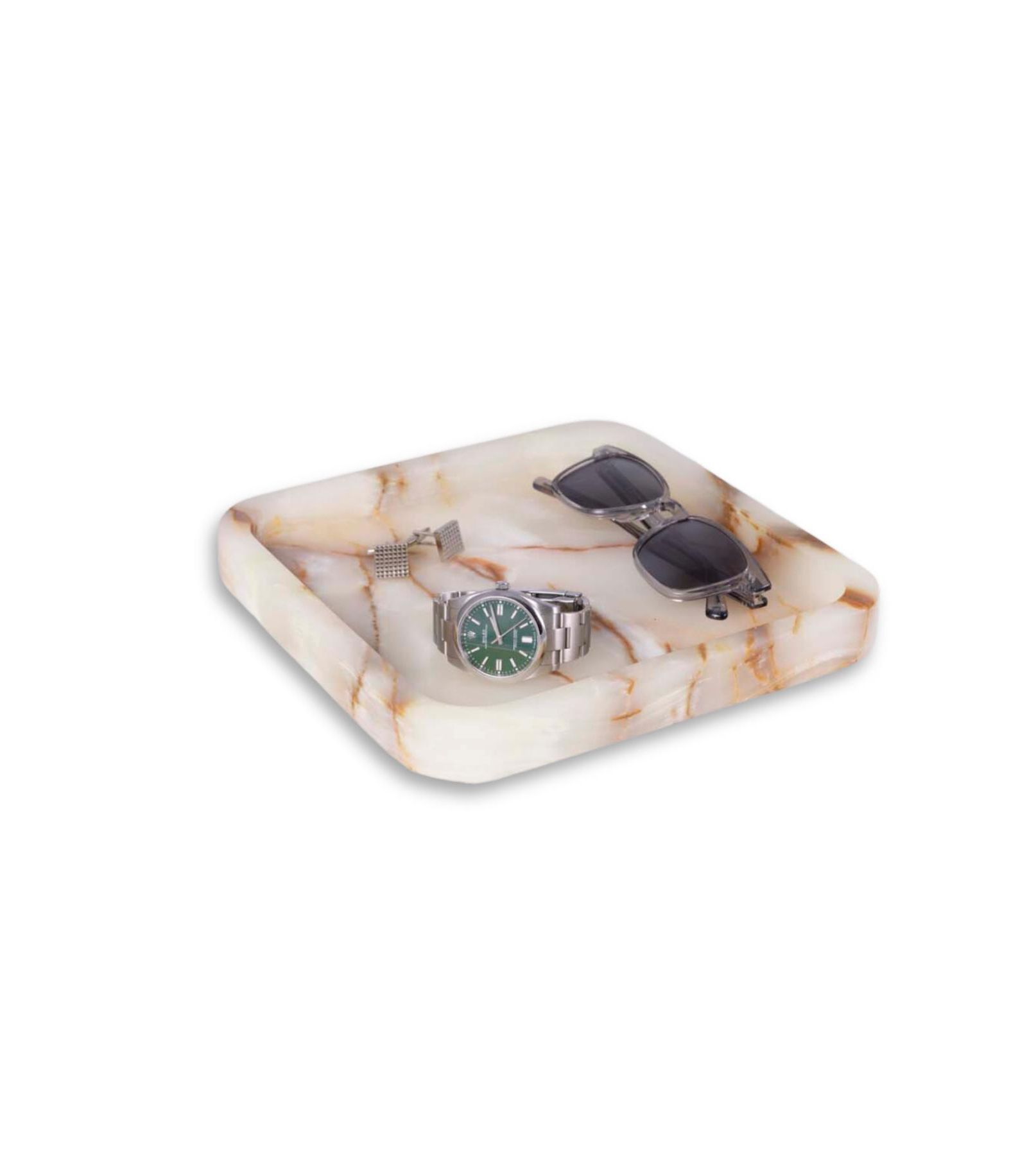 Bey-Berk Genuine Onyx Marble Catch-All Tray