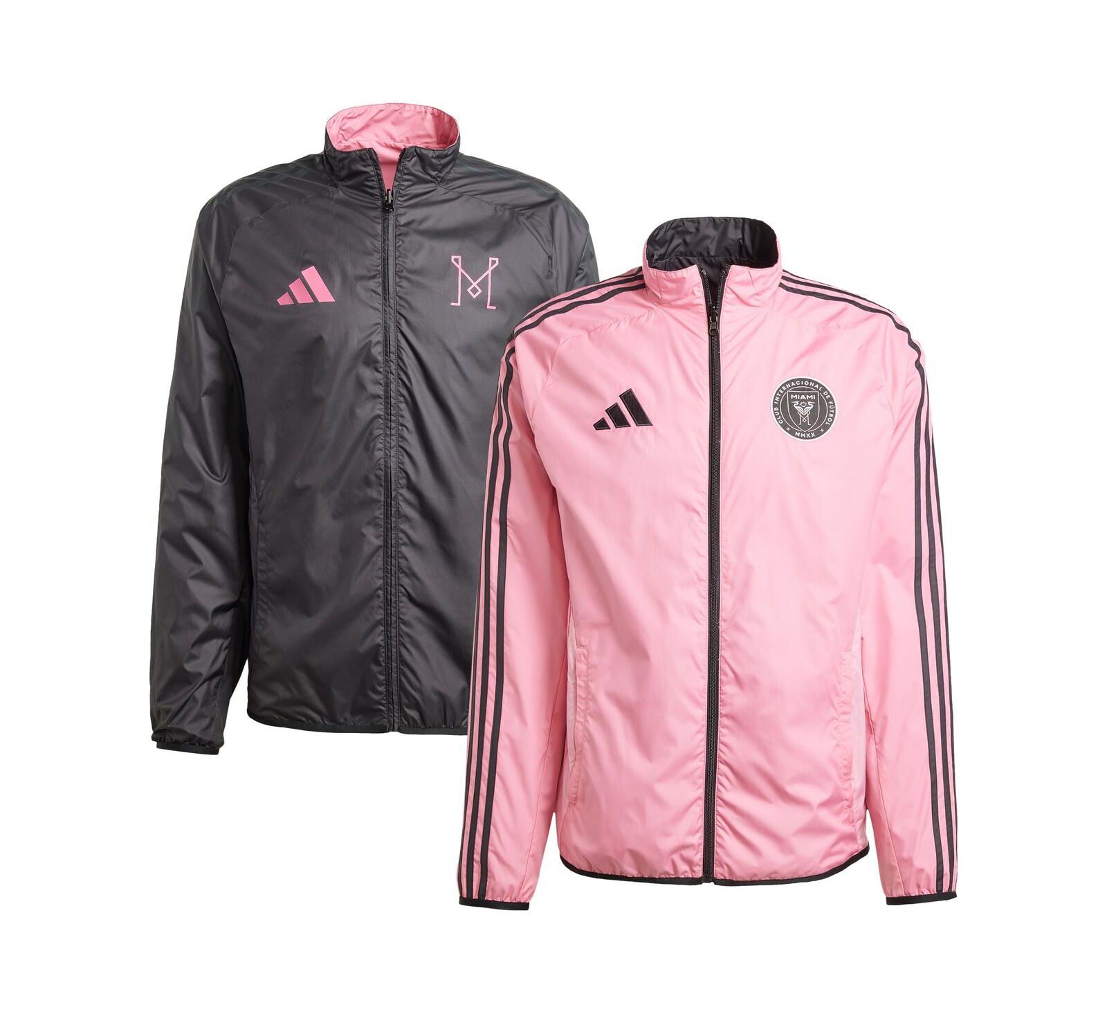 Adidas Men's Pink/Black Inter Miami CF 2025 Anthem Reversible Full-Zip Jacket