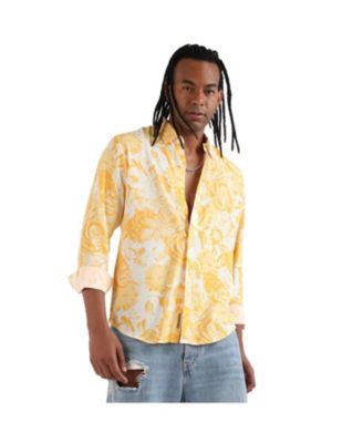 Мужская рубашка Campus Sutra EcoLiva Yellow Contrast Botanical
