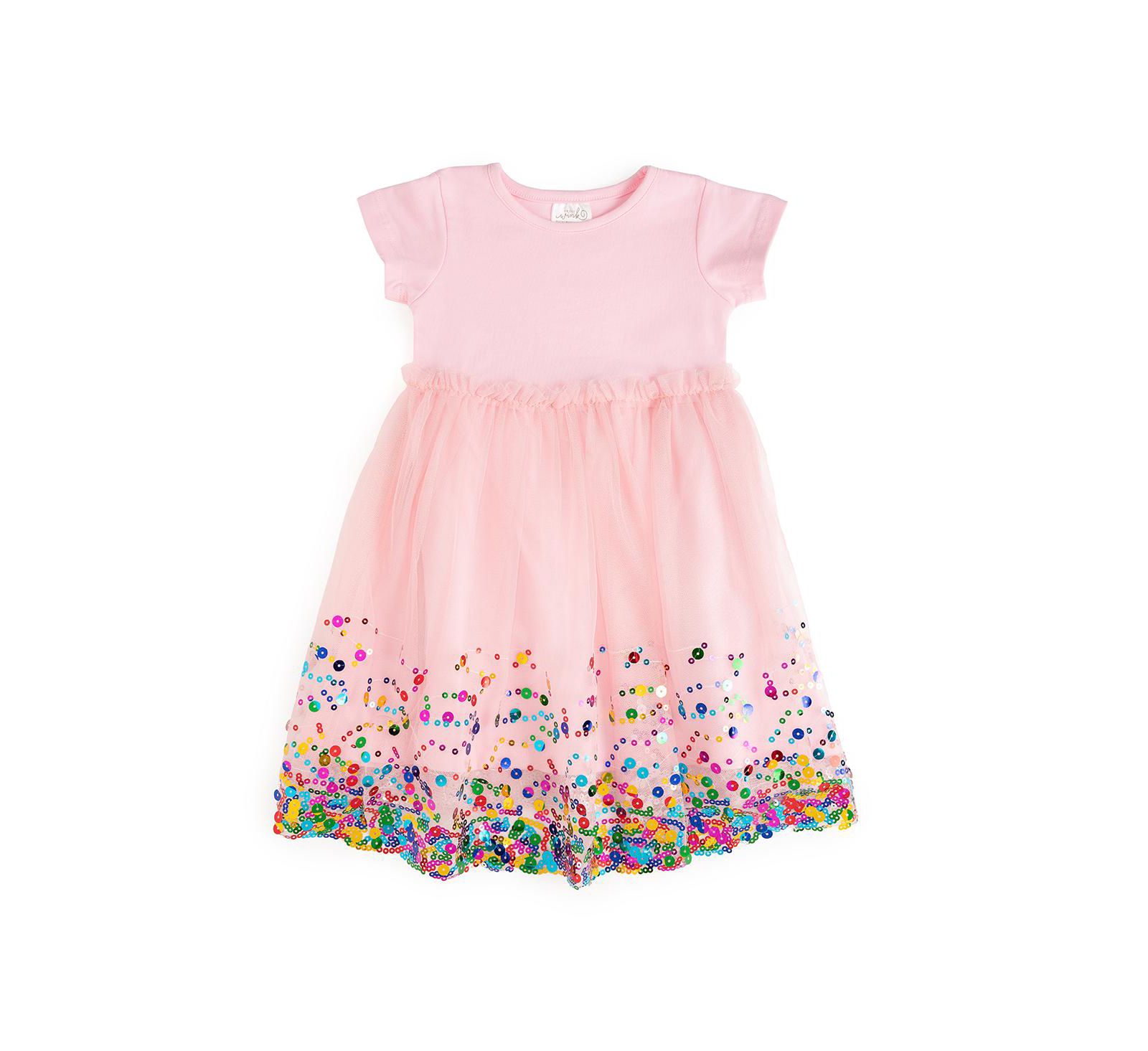 Детское розовое платье tutu с коротким рукавом и конфетти Sweet Wink