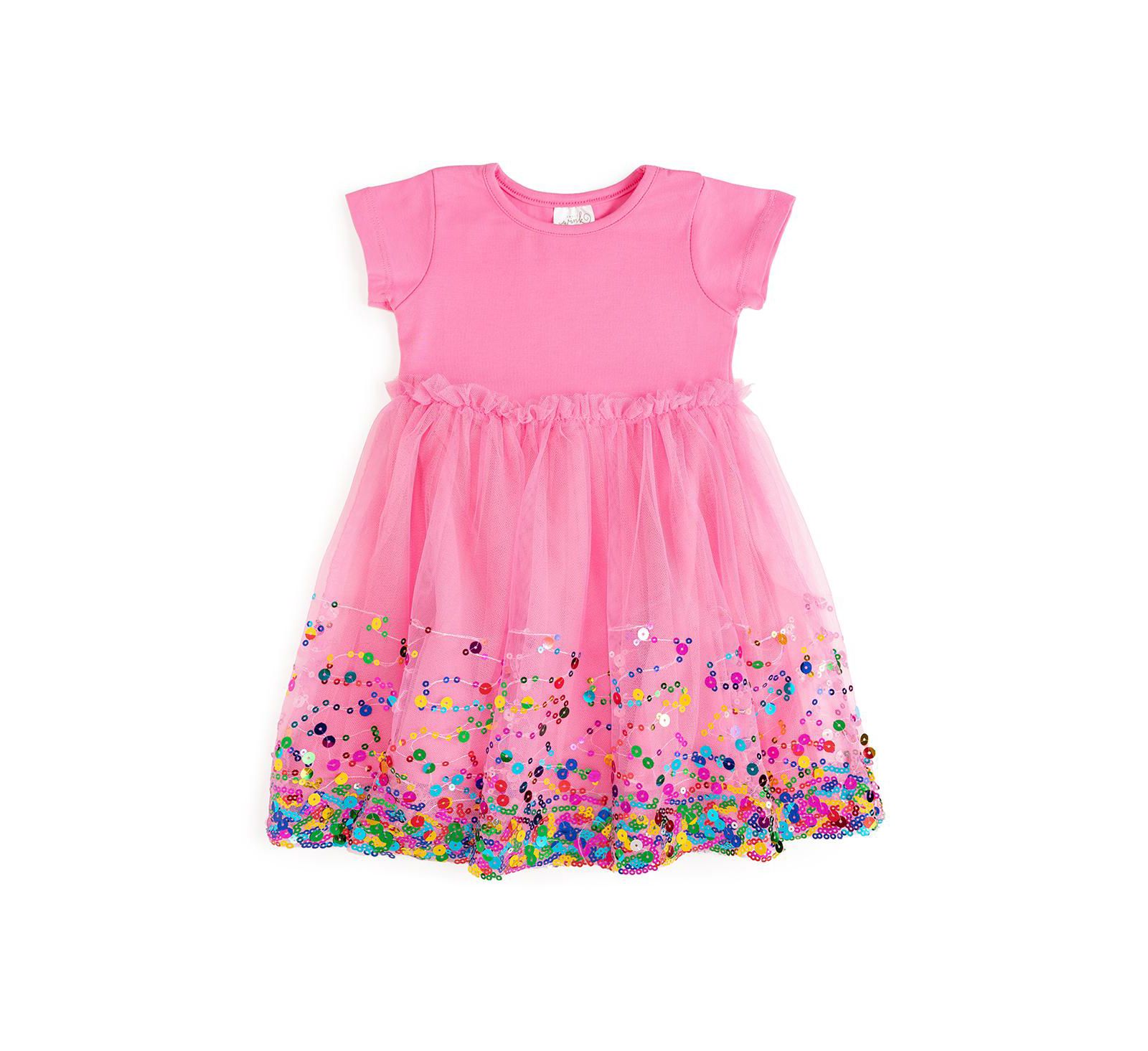 Детское миди-платье Sweet Wink Little Girls Raspberry Confetti Short Sleeve Tutu Dress