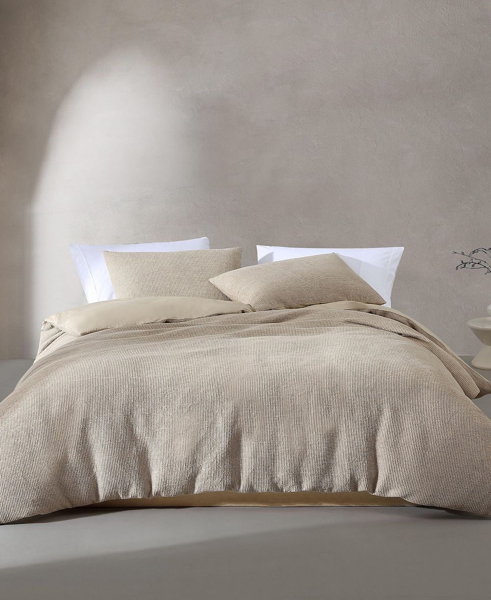 Calvin Klein Microwaffle Melange 3 Piece Duvet Cover Set, Queen