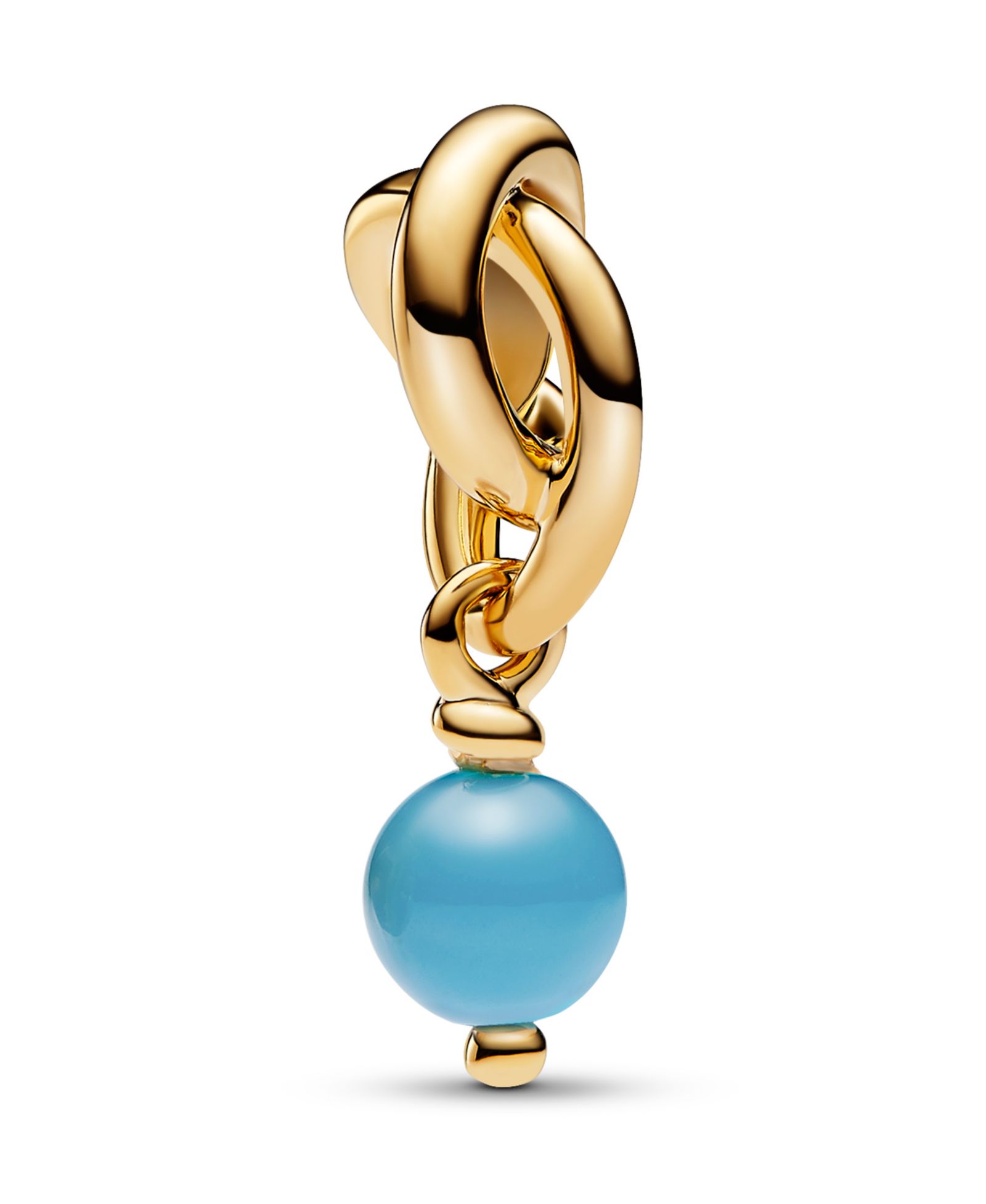 Pandora 14K Gold-Plated Turquoise Blue Eternity Circle Dangle Charm