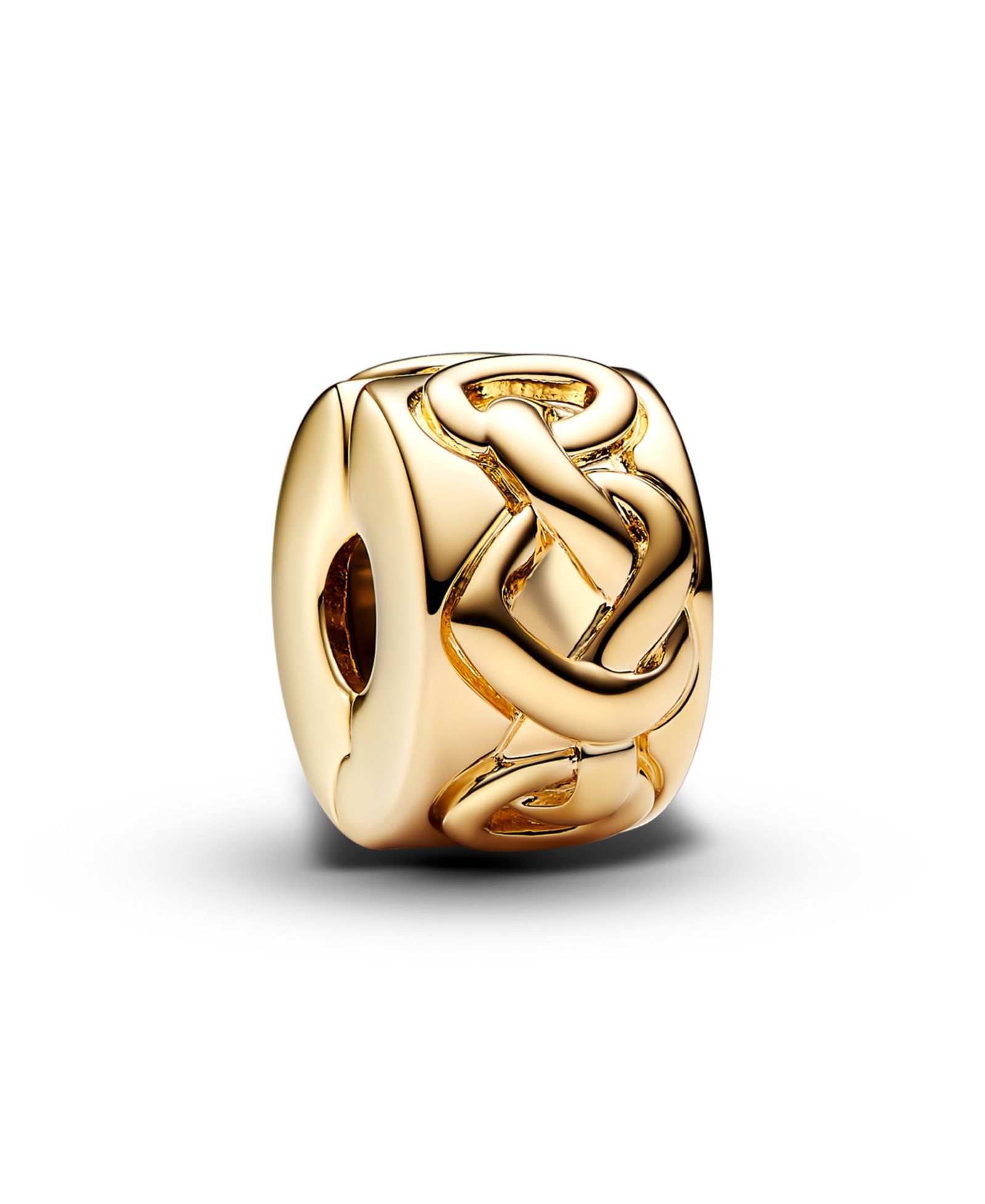 Pandora 14K Gold-Plated Knotted Hearts Clip Charm