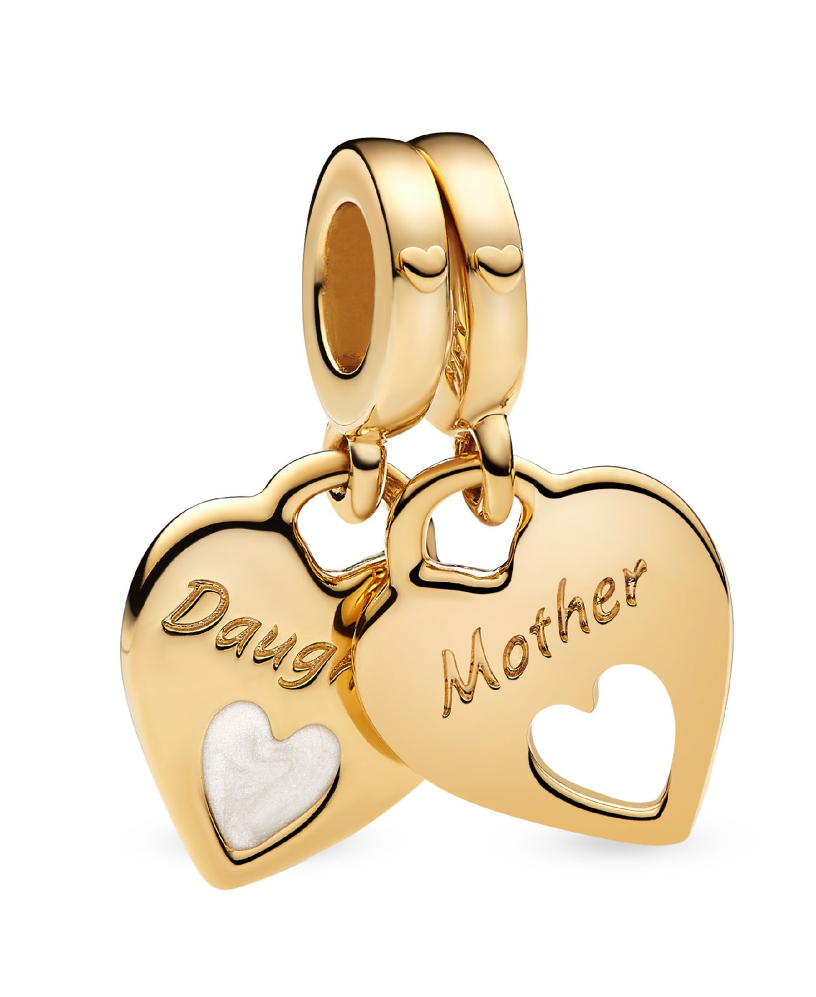 Подвеска Pandora 14K Gold-Plated Double Heart Split Dangle Charm
