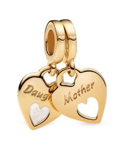 Подвеска Pandora 14K Gold-Plated Double Heart Split Dangle Charm
