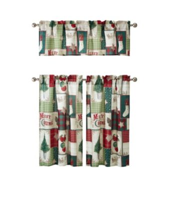 Kate Aurora Holiday Living Merry Christmas Kitchen Curtain Tier And Valance Set - 56 in. W x 36 in. L