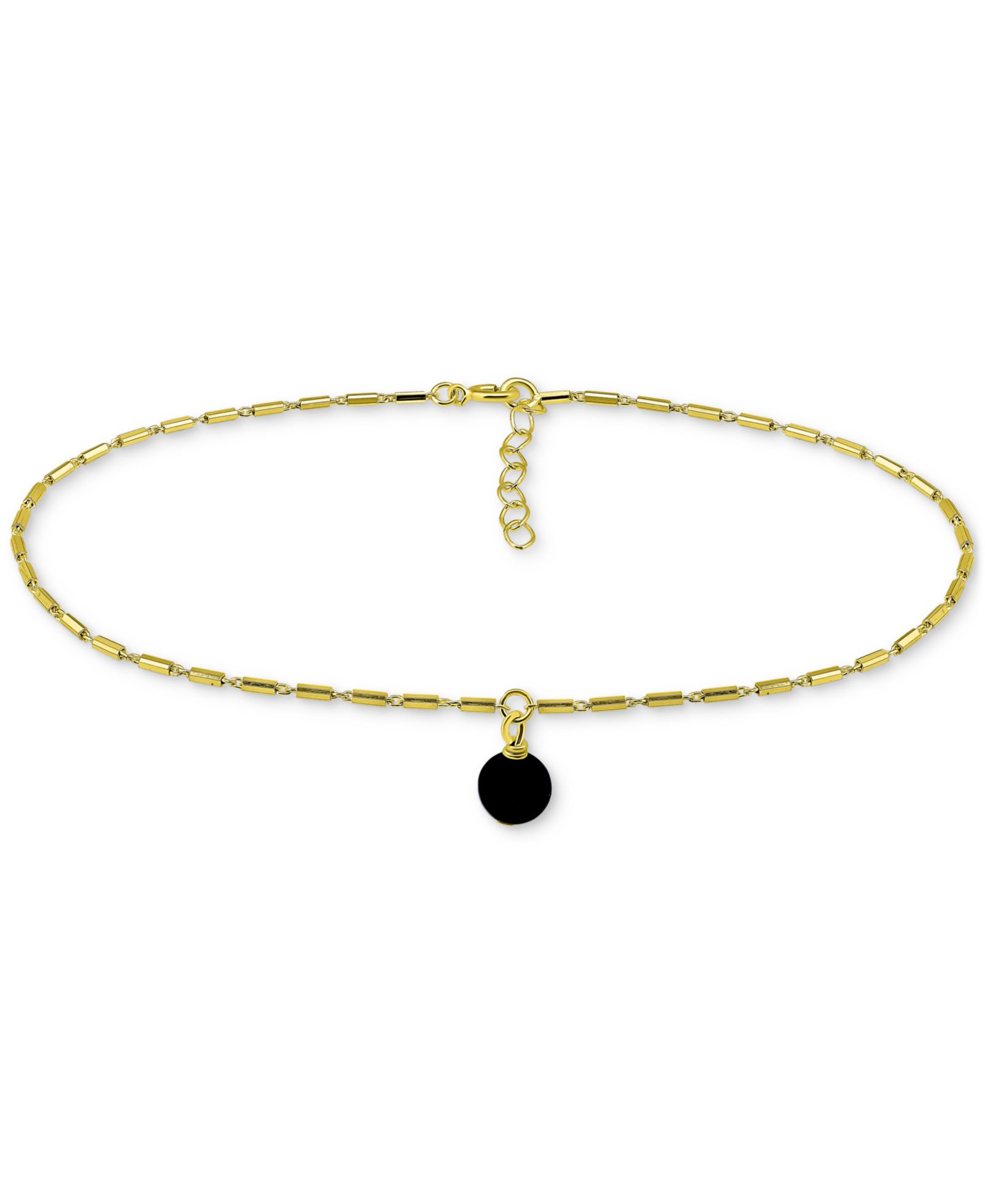 Браслет Giani Bernini Onyx Dangle Cylinder Link Ankle Bracelet in 18k Gold-Plated Sterling Silver