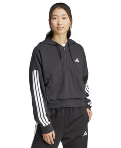 Women's Essentials 3-Stripes French Terry Quarter-Zip Hoodie