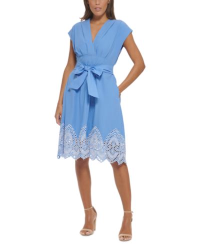 kensie Women's Eyelet-Trim Shift Dress