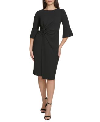 Kensie Women's Twist-Front Sheath Dress with Bell-Sleeve