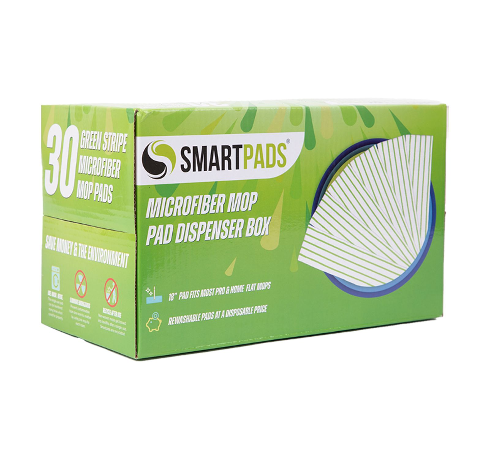 Arkwright Home Smart Pads - Reusable Microfiber Mop Pad Refills (Box of 30), Color Options, 18"