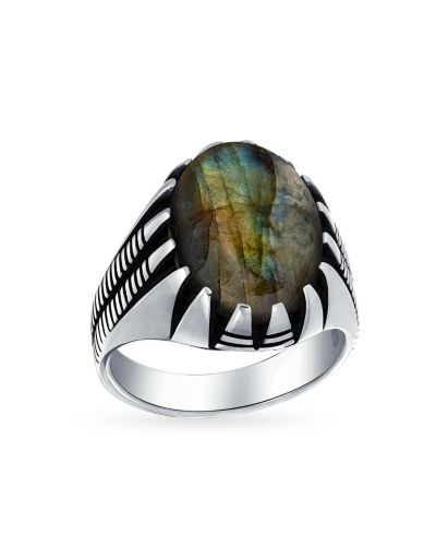 Кольцо Bling Jewelry Biker Jewelry Animal Claw Set Large Oval Cabochon Signet Statement Western Oxidized Silver