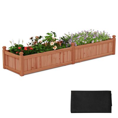 Wooden Raised Garden Bed Outdoor Rectangular Planter Box with
