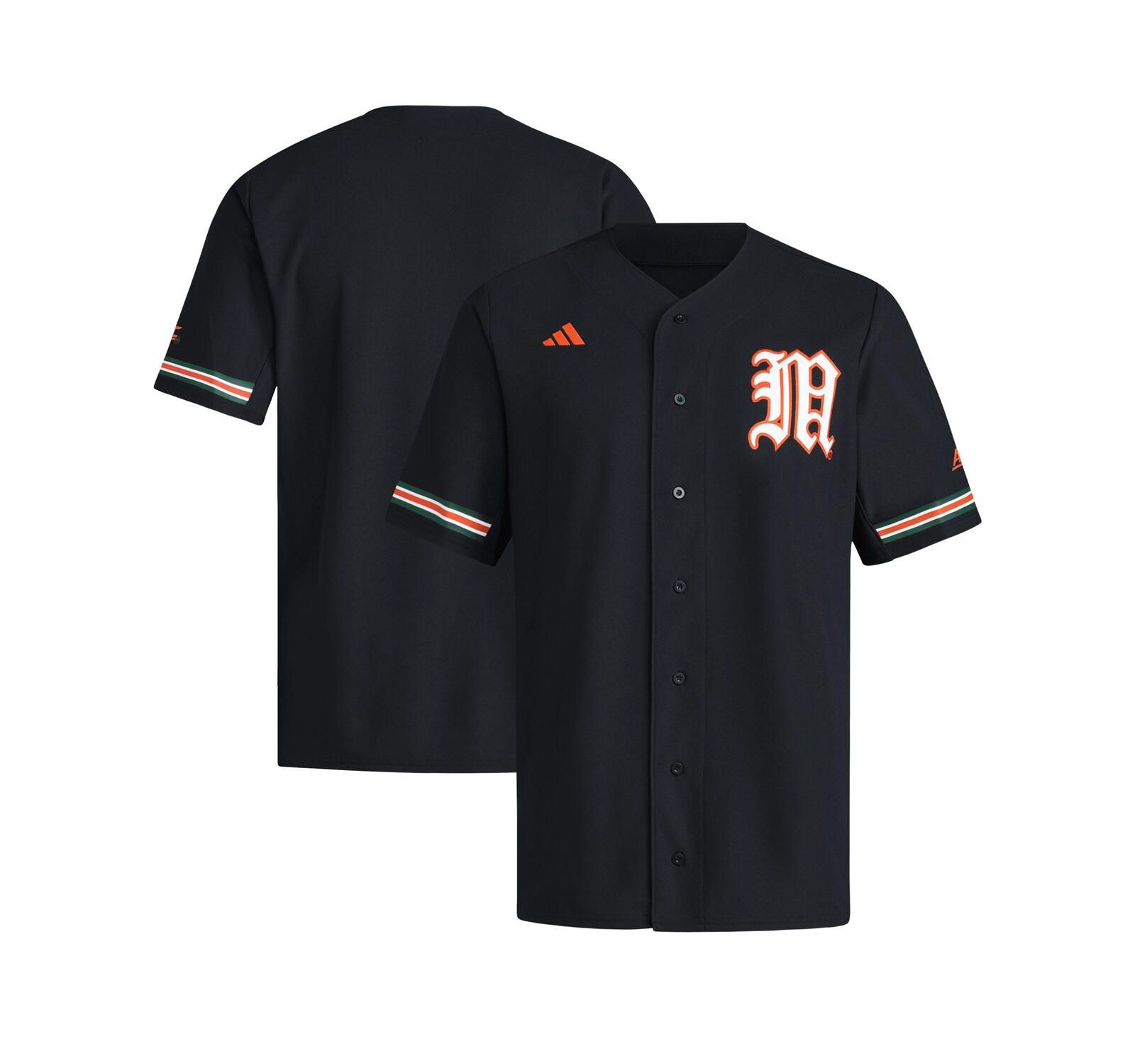 Мужская бейсбольная джерси Adidas Black Miami Hurricanes V-Neck