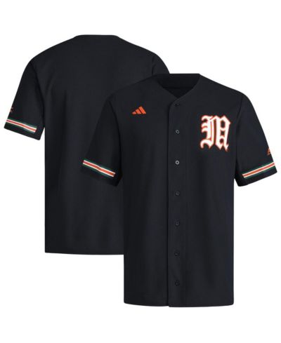 Мужская бейсбольная джерси Adidas Black Miami Hurricanes V-Neck