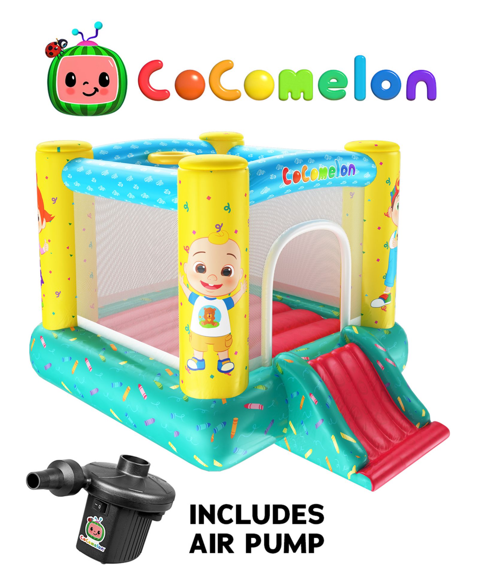 Надувной батут World Tech Toys Moonbug Cocomelon Inflatable Bouncer with Slider
