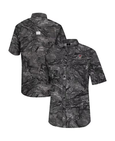 Colosseum Men's  Charcoal NC State Wolfpack Realtree Aspect Charter Full-Button Fishing Shirt