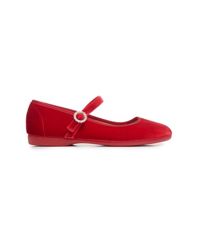 Childrenchic красные туфли Мэри Джейн из бархата для девочек на праздники