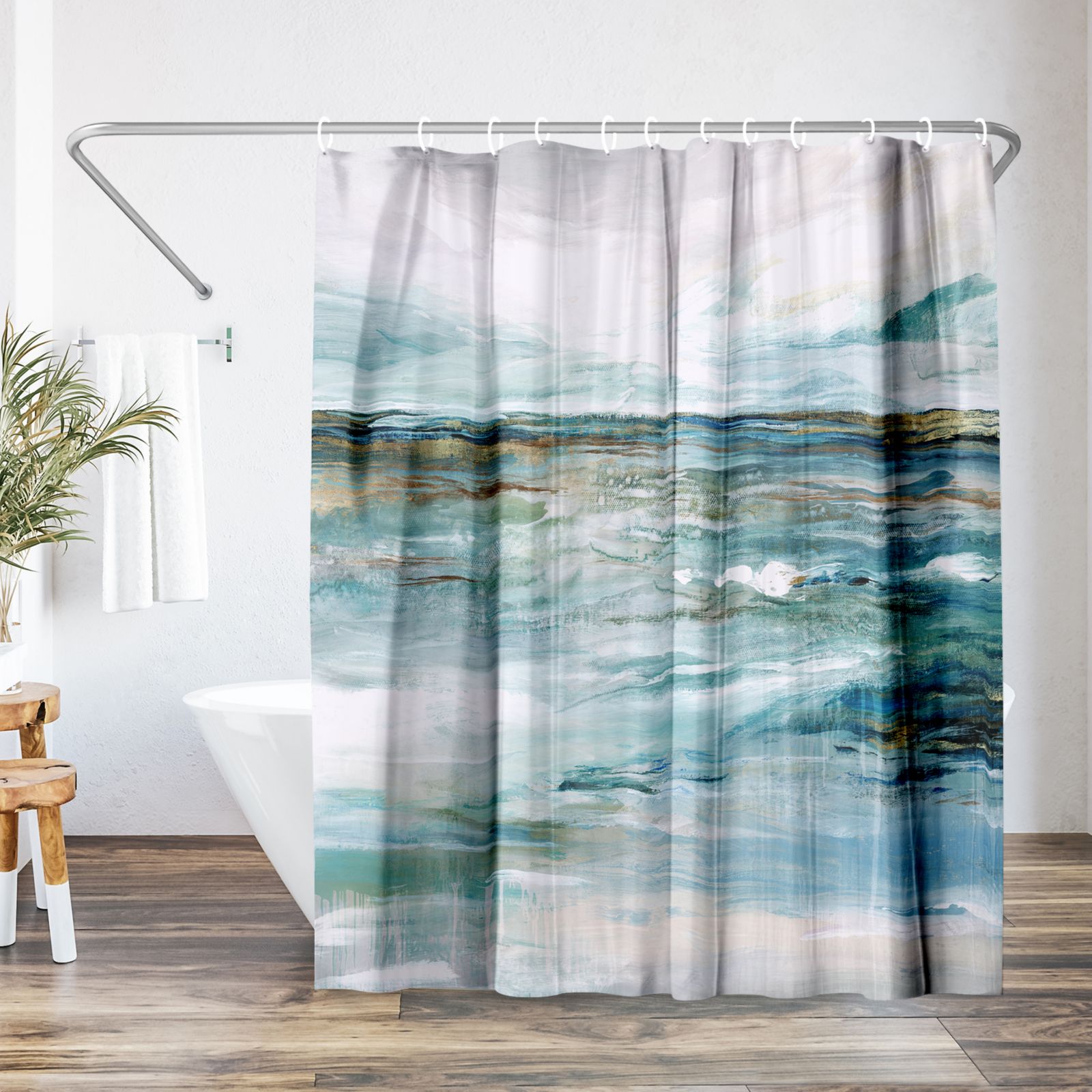 Americanflat Midnight Clear by PI Creative Art Abstract Shower Curtain, 71" x 74"