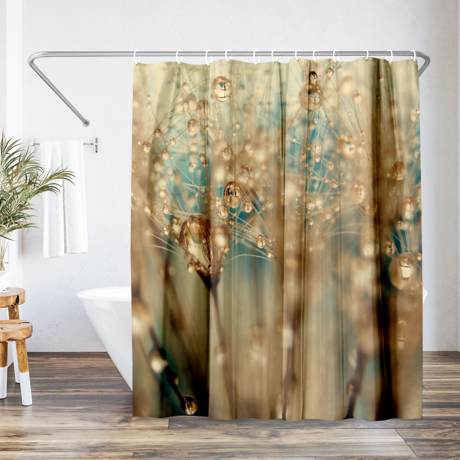 Занавеска для душа 71x74 Botanical Droplets Of Gold от Ingrid Beddoes