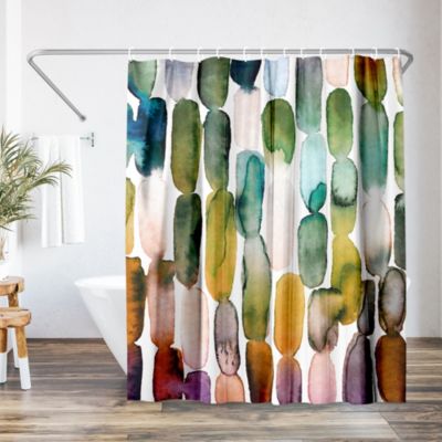 Americanflat 71x74 Abstract Shower Curtain - Watercolor Strokes by Lisa Nohren