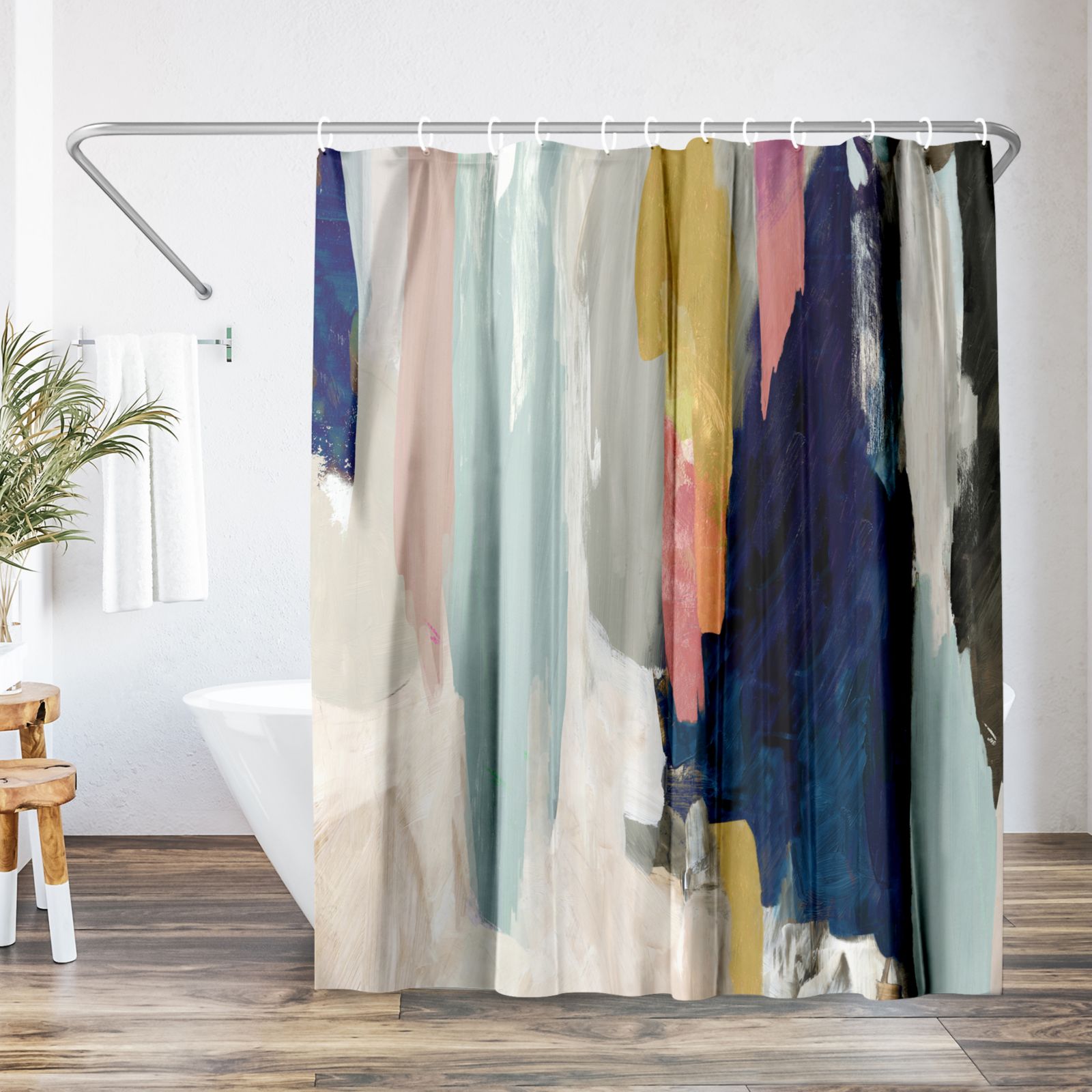 71x74 Abstract Shower Curtain - Somber by PI Creative Art