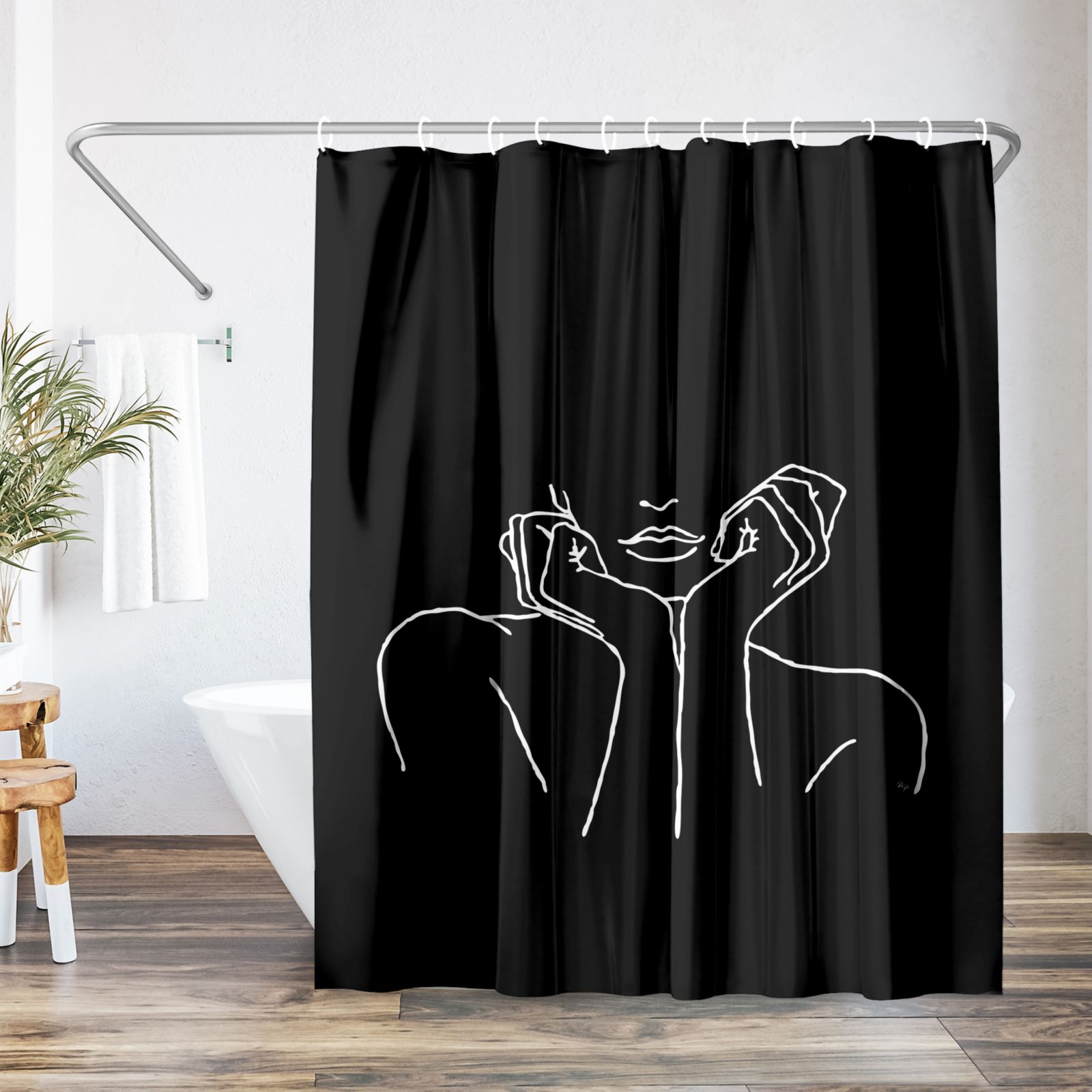 Занавеска для душа Americanflat Abstract Thinking Black by Martina