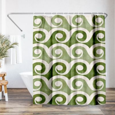 Занавеска для душа Americanflat Retro Waves In Green, 71x74