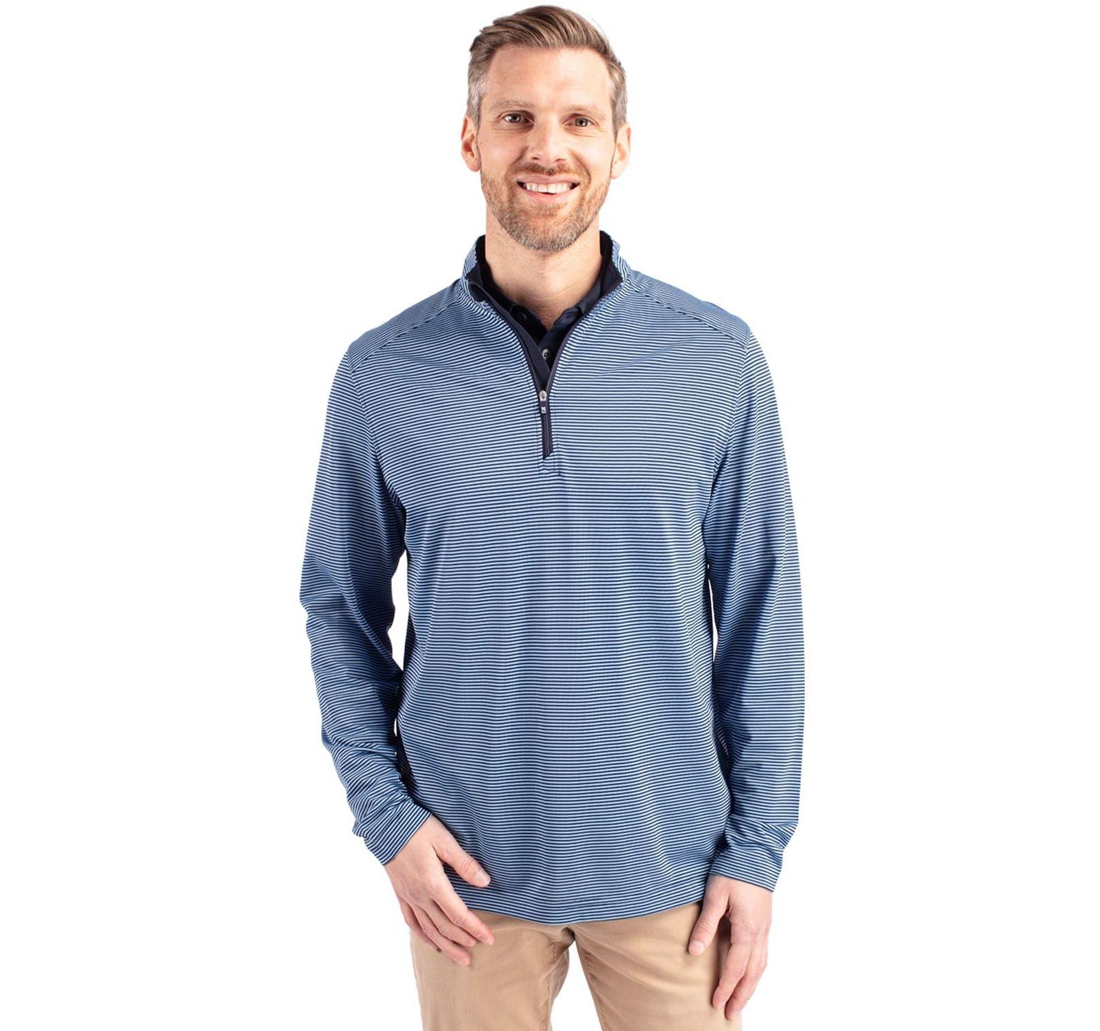 Cutter & Buck Мужская куртка Virtue Eco Pique Micro Stripe с молнией на 1/4