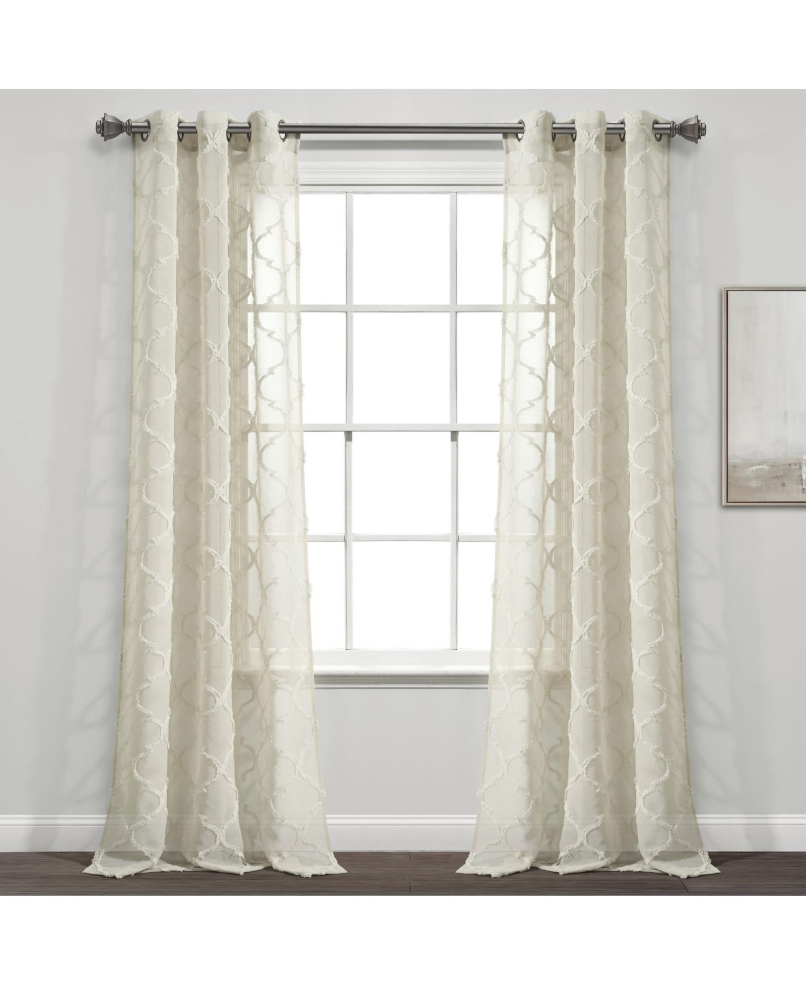Lush Decor Avon Trellis Grommet Sheer Window Curtain Panels