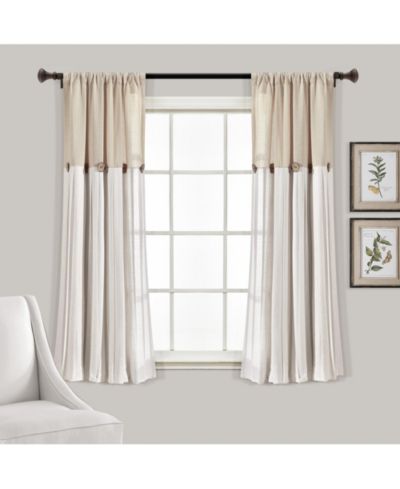 Lush Decor Linen Button Window Curtain Panels