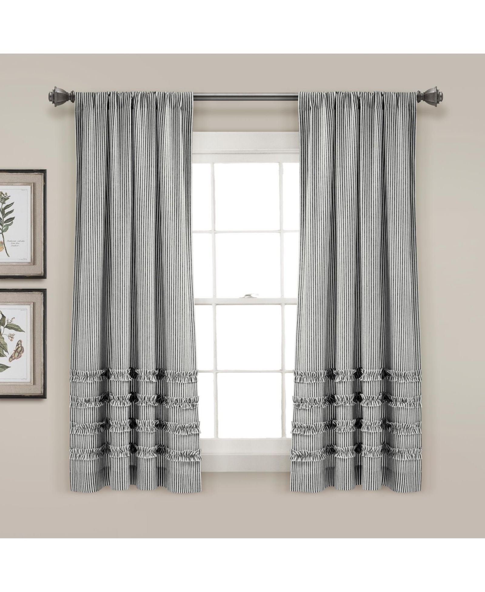 Vintage Stripe Yarn Dyed Cotton Window Curtain Panels