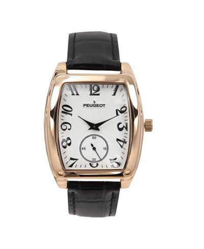 Мужские часы Peugeot Vintage Rose Gold с кожаным ремешком