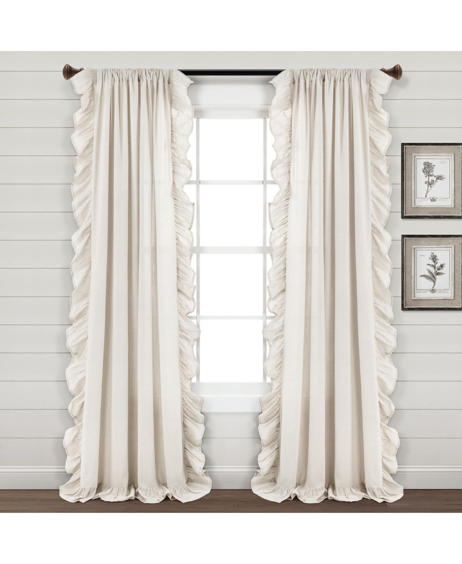 Lush Decor Linen Ruffle Window Curtain Panel