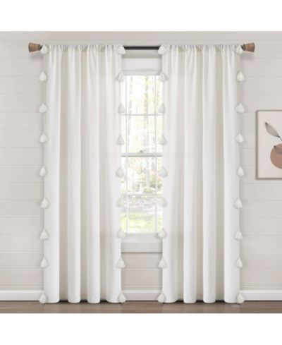 Lush Decor Boho Faux Linen Texture Tassel Window Curtain Panel