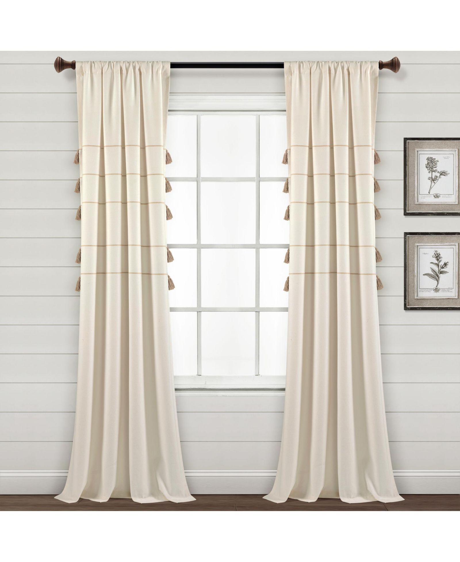 Шторы Lush Decor Farmhouse Boho Stripe Woven Tassel Cotton