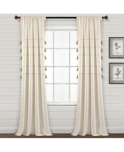 Шторы Lush Decor Farmhouse Boho Stripe Woven Tassel Cotton