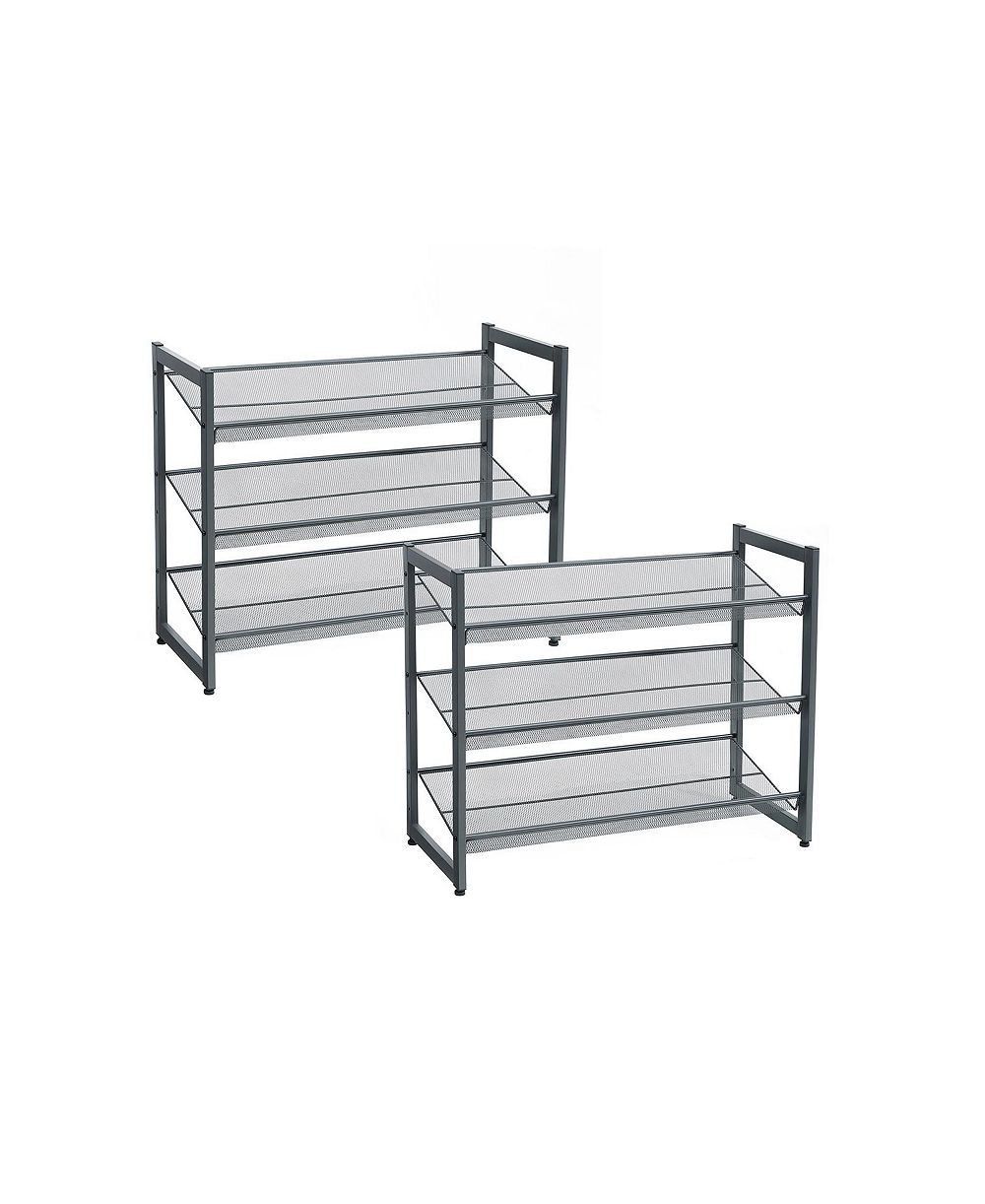 3-tier Shoe Racks For Closet, Set Of 2, Metal Mesh