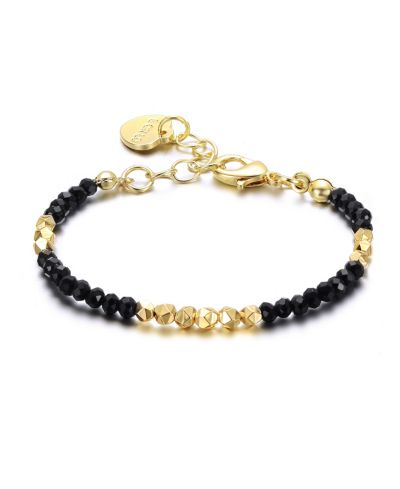 GiGiGirl Elegant 14k Gold Plated Heart Charm Beaded Bracelet